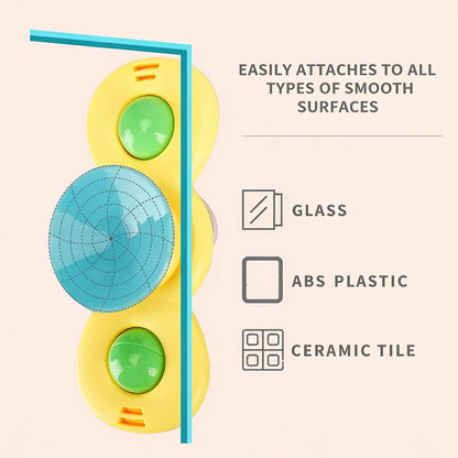 EASILY ATTACHES TO ALL TYPES OF SMOOTH SURFACES. GLASS. ABS PLASTIC. CERAMIC TILE