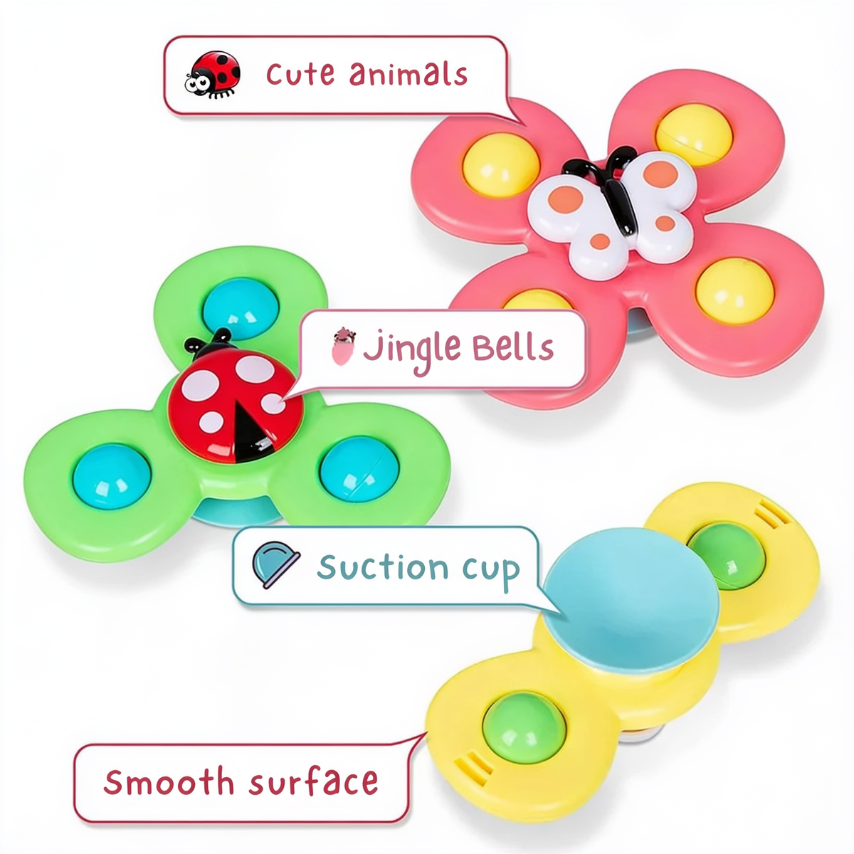 Cute animals. Jingle Bells. Suction cup. Smooth surface