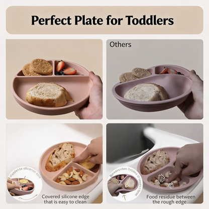 Perfect Plate for Toddlers. Others. Others. Covered silicone edge that is easy to clean. Covered silicone groove. Food residue between the rough edge. Food residue between the rough edge
