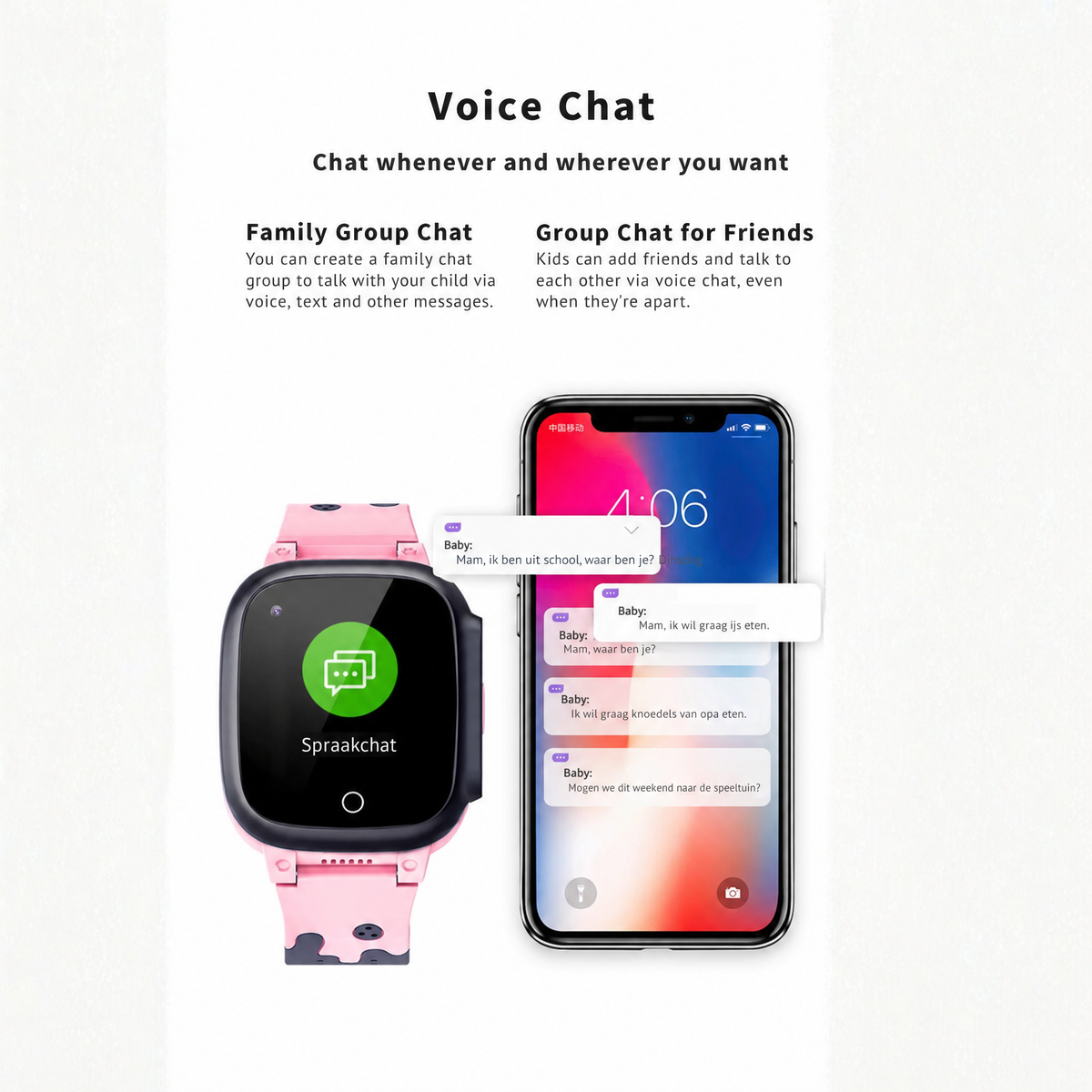 Voice Chat. Chat whenever and wherever you want. Family Group Chat. You can create a family chat group to talk with your child via voice, text and other messages.. Group Chat for Friends. Kids can add friends and talk to each other via voice chat, ev