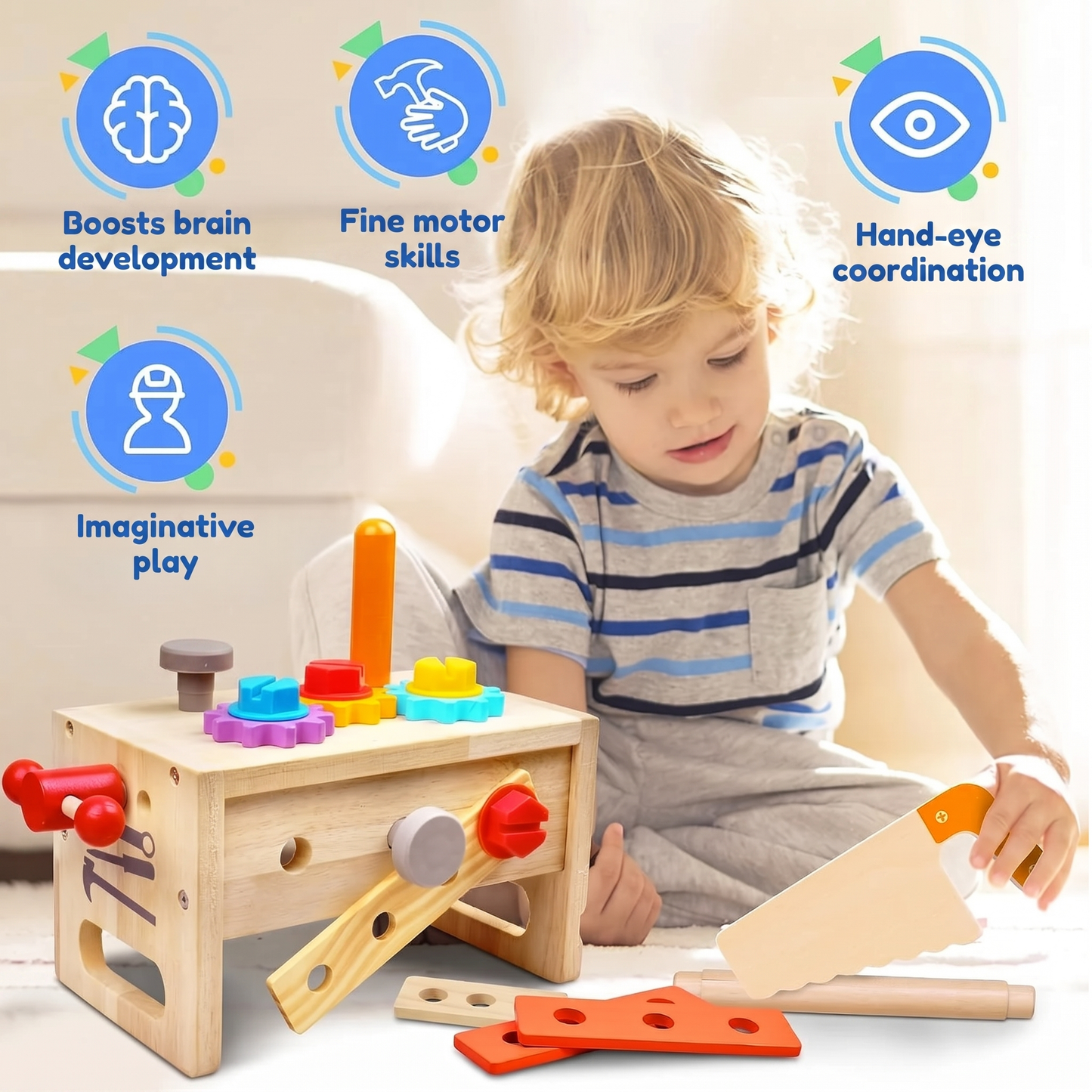 Boosts brain development. Fine motor skills. Hand-eye coordination. Imaginative play
