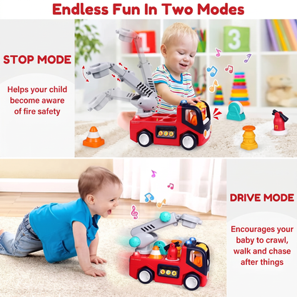 Endless Fun In Two Modes. STOP MODE. Helps your child become aware of fire safety. DRIVE MODE. Encourages your baby to crawl, walk and chase after things