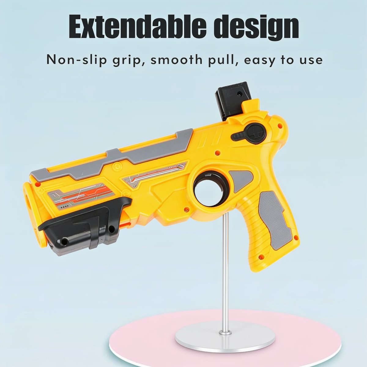 Extendable design. Non-slip grip, smooth pull, easy to use