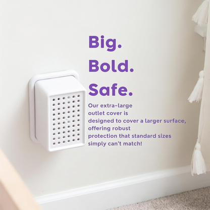 Big.. Bold.. Safe.. Our extra-large outlet cover is designed to cover a larger surface, offering robust protection that standard sizes simply can't match!