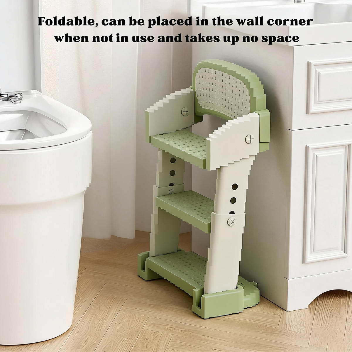 Foldable, can be placed in the wall corner when not in use and takes up no space
