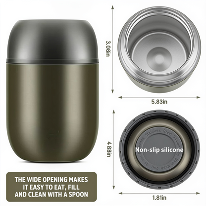 3.86in. 5.83in. 3.0in. 4.88in. 1.81in. THE WIDE OPENING MAKES IT EASY TO EAT, FILL AND CLEAN WITH A SPOON. Non-slip silicone